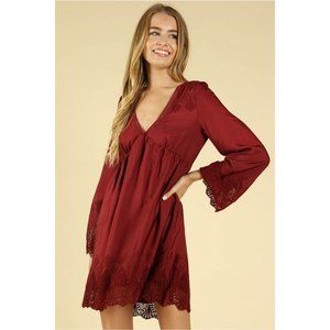 Honey Punch Lace Dress, Wine
